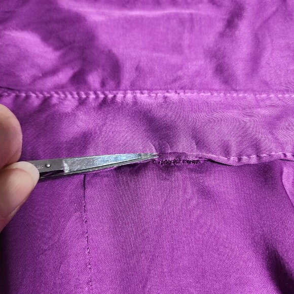 Vintage oversized short sleeve purple silk blend blouse - Picture 6 of 12
